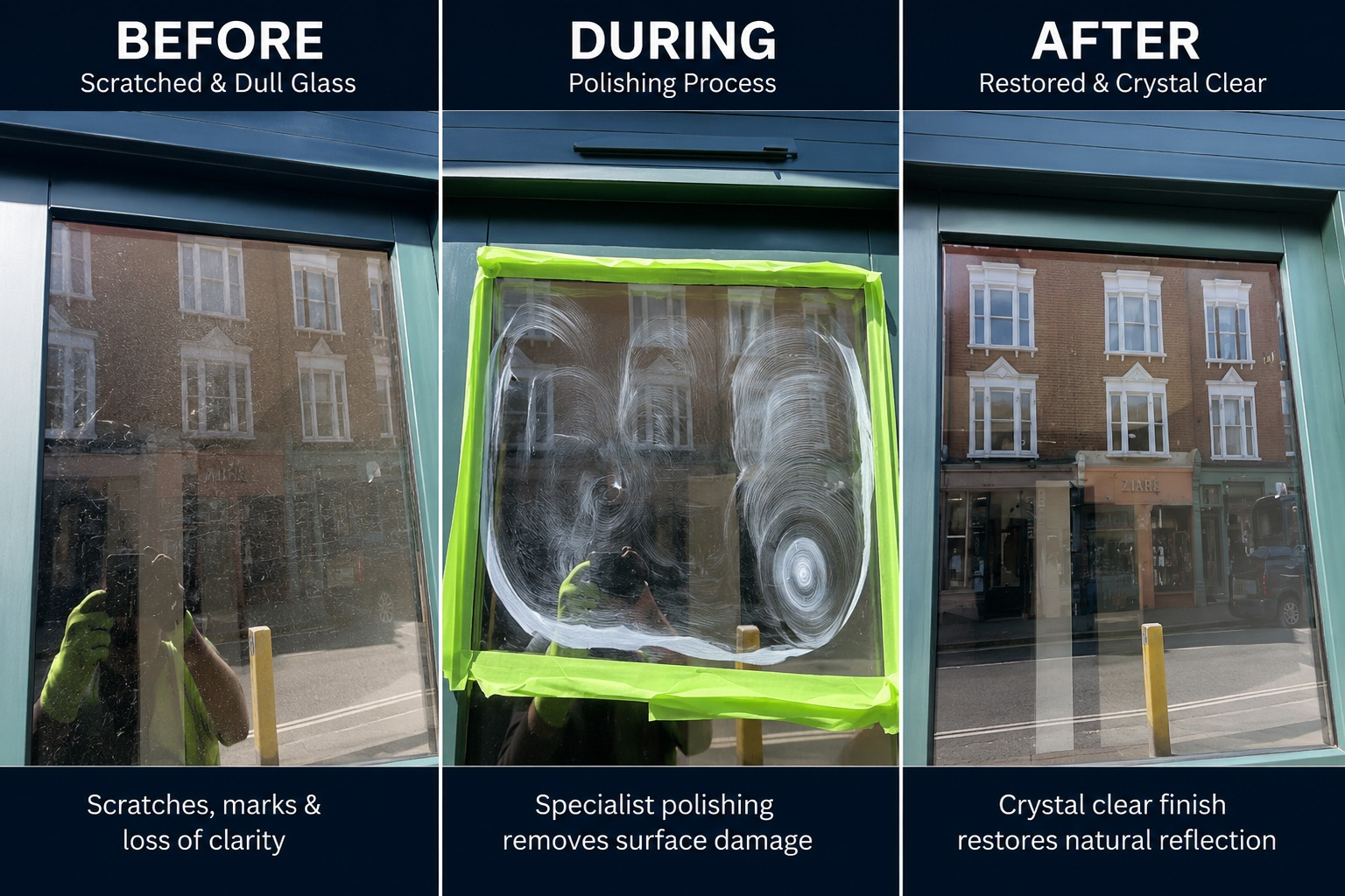 Before, during and after exterior restoration sequence